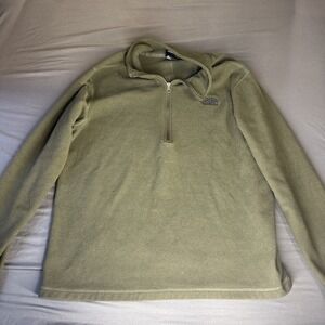THE NORTH FACE Textured Cap Rock Mens XL Quarter Zip Fleece Sweatshirt Green